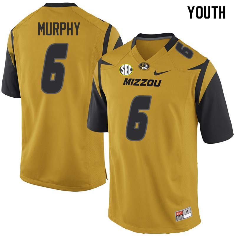 Youth #6 Marcus Murphy Missouri Tigers College Football Jerseys Sale-Yellow